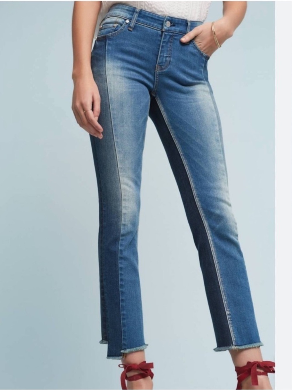 Anthropologie Pilcro Parallel Front Seam Ankle Raw Hem Jeans Low Rise